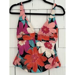 La Blanca Womens 8 Tropical Floral Print Tankini Feminine Coconut Girl Bloomcore